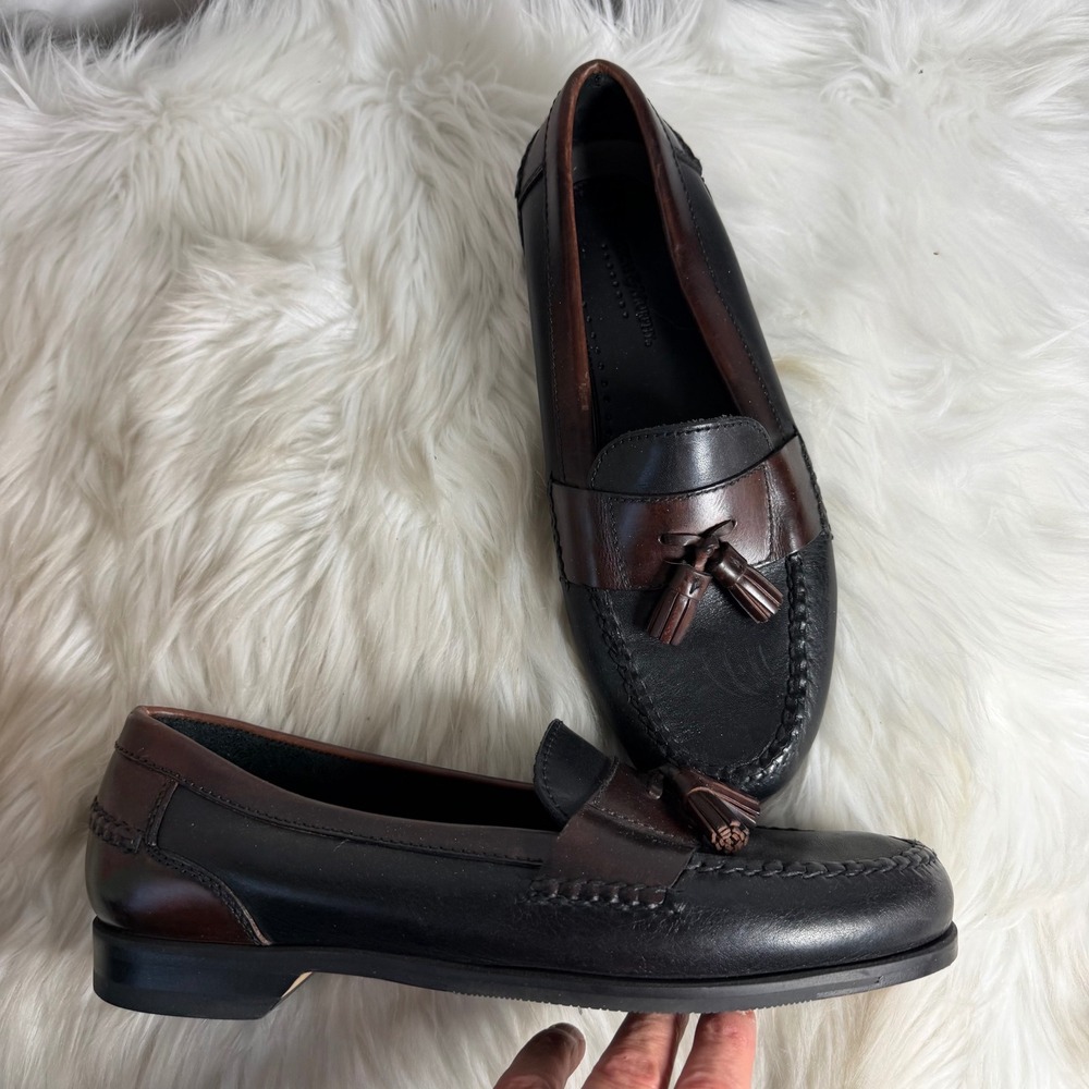 Johnston & Murphy Mens Tassel Loafers Black Burgundy Leather 10.5‎ 020-25051